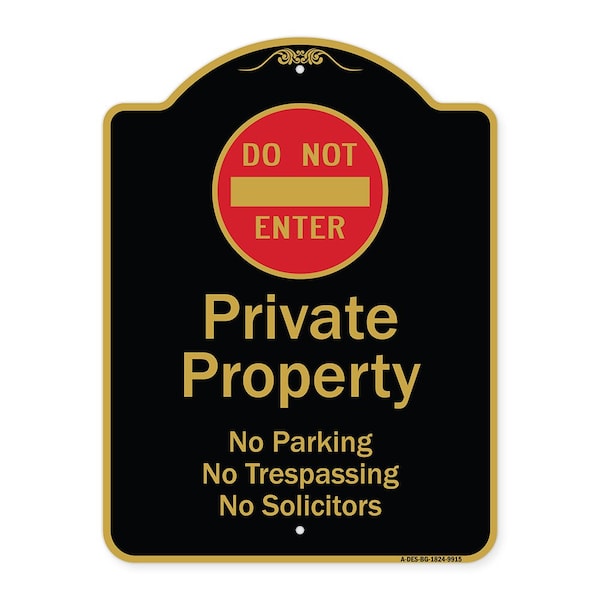 Signmission Designer Series-Private Property No Parking Trespassing Or Solicitors W/ Do, 24" x 18", BG-1824-9915 A-DES-BG-1824-9915 - main